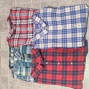 LL Bean sz L Casual Button Down Shirt Lot of 4 Long Sleeves Dress Plaid